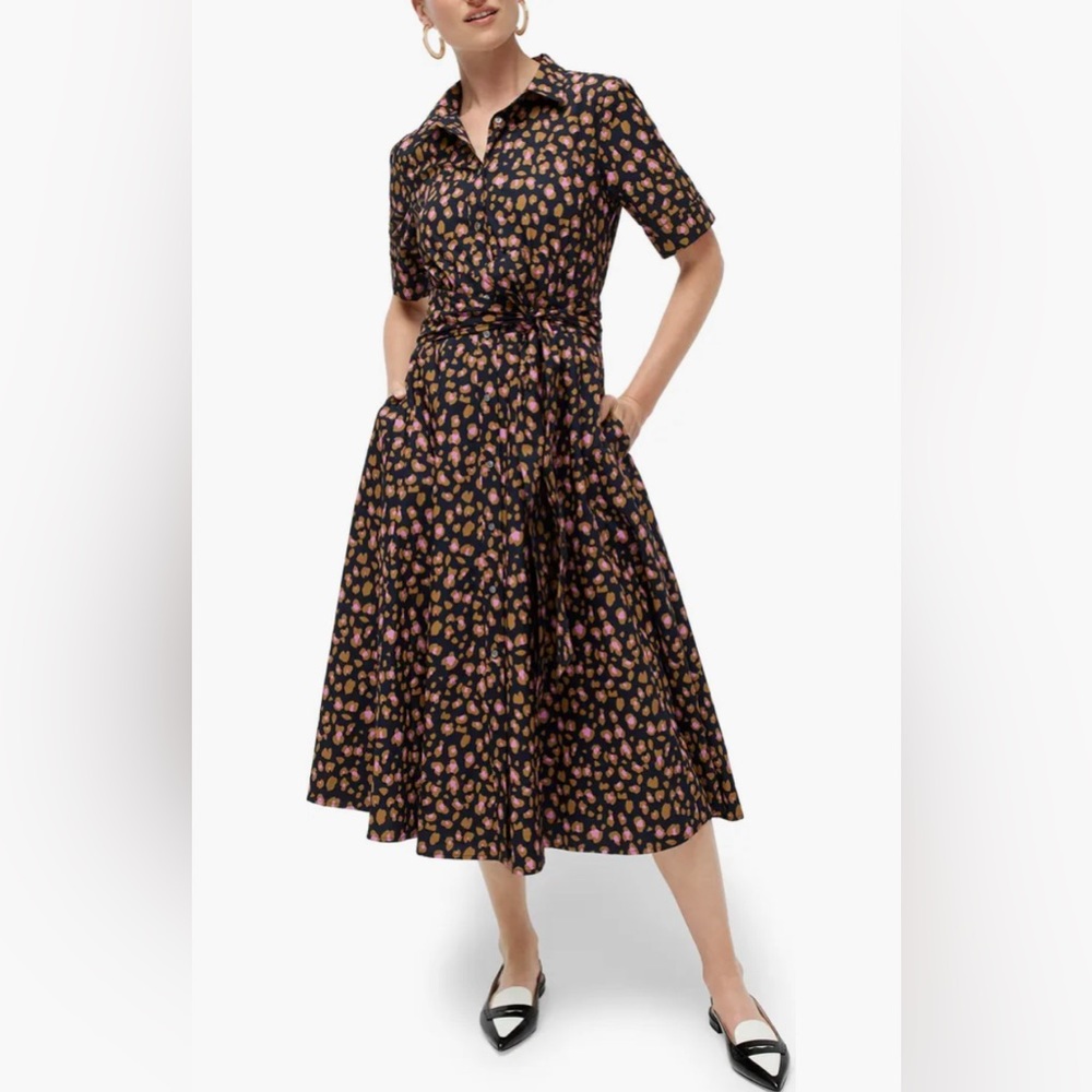 ISO J. Crew Leopard Tie-Waist Shirt Dress Sz 10